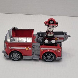 Paw Patrol Marshall  Dalmation Dog Figure w Red Fire Truck Toy Movable Ladder